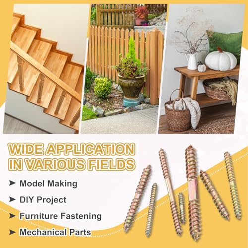 MECCANIXITY 20 Pcs Double Ended Screws, M10 x 60 mm Carbon Steel Hanger Bolts, Self-Tapping Wood Dowel Screws for Wood Joint Furniture, Color Zinc - size: M10 x 60 mm
