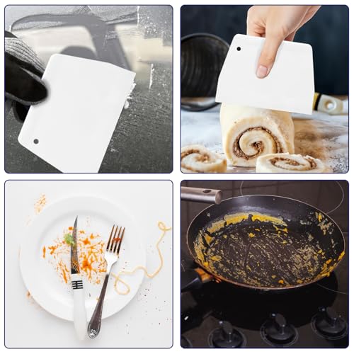 6 Pcs Glue Spreader, Reusable Adhesive Spreader 3 Different Types Notched Plastic Glue Applicator Kits for Applying Glues Epoxy PET Putty(White)