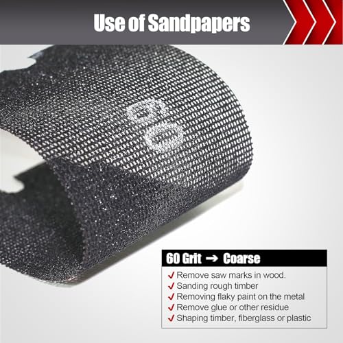BOSHCRAFT 60 Grit Sanding Screen Mesh Sheet, 15 Pcs Drywall Sandpaper Assortment Wet or Dry Sandpaper for Wood Metal Automative Hand Sander Pole Sander 4-3/16" x 11" - style: 60 Grit-15pcs