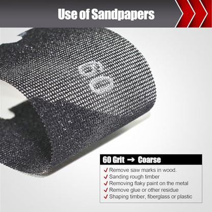 BOSHCRAFT 60 Grit Sanding Screen Mesh Sheet, 15 Pcs Drywall Sandpaper Assortment Wet or Dry Sandpaper for Wood Metal Automative Hand Sander Pole Sander 4-3/16" x 11" - style: 60 Grit-15pcs