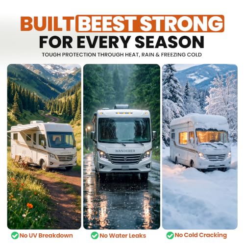 BEEST RV Roof Coating White, 32 Oz Covers up to 12.5 sq ft (2 Coats), Solar Reflective & Waterproof Sealant| Elastomeric Leak Repair Coating, Liquid Rubber RV Roof Sealant for Trailers, Camper & More - style: 32oz - Coating