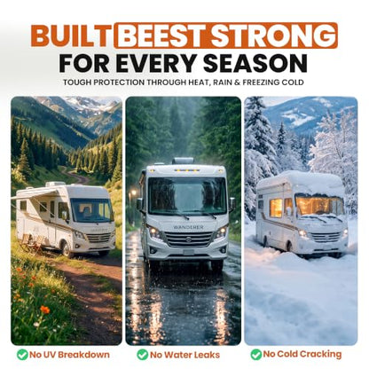 BEEST RV Roof Coating White, 32 Oz Covers up to 12.5 sq ft (2 Coats), Solar Reflective & Waterproof Sealant| Elastomeric Leak Repair Coating, Liquid Rubber RV Roof Sealant for Trailers, Camper & More - style: 32oz - Coating