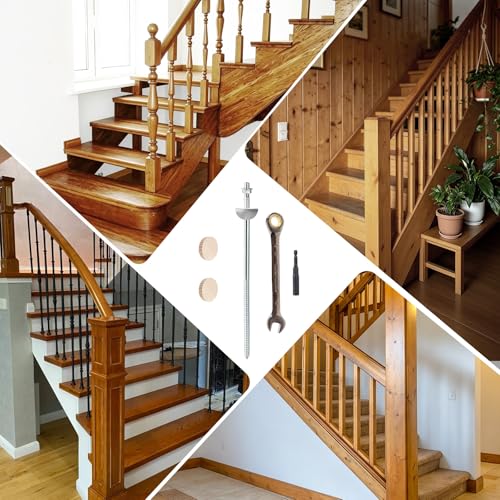 6pcs Wood Newel Post Mounting Kit, Hidden Newel Post Fastener Anchors Post Connect Handrails to Staircase, Newels for Residential Commercial Stair Railing, Deck Baluster (6)