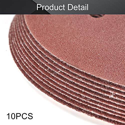 Utoolmart 10 Pcs 7 Inch 8 Hole Hook and Loop Sanding Discs, 100 Grit Flocking Sandpaper, for Random Orbit Sander - size: 100 Grit