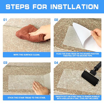 LadyRosian Outdoor Stair Treads Non Slip 10-Pack Clear 6" x 24" - Weather Resistant Adhesive Heavy Grip Tape - Waterproof Anti Skid Strips - color: Clear, size: 6" x 24"