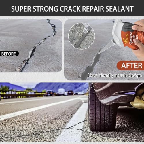 Concrete Crack Filler,2 Pack Cement Crack Sealant, High Elasticity Crack Filler Repair Sealer, Self Leveling Waterproof Caulking Glue Sealing Adhesive for Concrete Driveway, Patio, Sidewalk (Grey) - color: grey