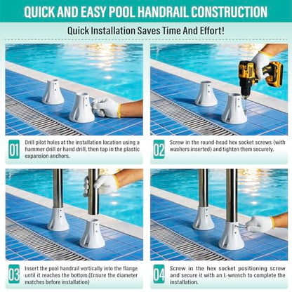 1 7/8" Pool Ladder Flange, Cast Aluminum Pool Deck Anchor Flange, 2 Pack - size: 1 7/8''