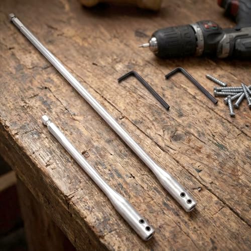 1/4 Inch Drill Bit Extension Set, 6 & 12 Inch Drill Extensions, 2 Hex Keys