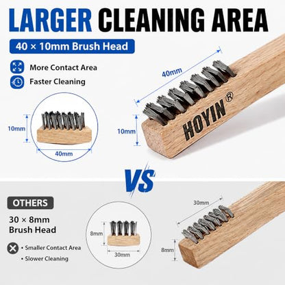 HOYIN 20 Pack Wire Brush, 8 Inch Hand Wire Brush with Beech Wood Handle