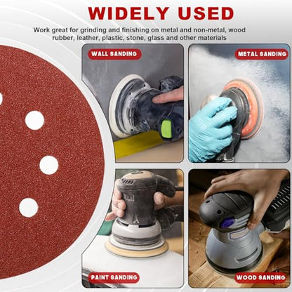 5 Inch Hook and Loop Sanding Discs Sandpaper 40-320 Grits, 70 PCS