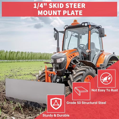 ECOTRIC 1/4" Skid Steer Attachment Plate Compatible with Bobcat Kubota - size: 1 piece 1/4" thick