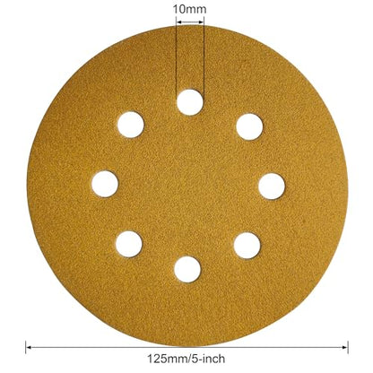 JUNE SUN 30Pcs 5 Inch 8-Hole 180 Grit Hook & Loop Sanding Discs - style: 180 Grit, 30Pcs