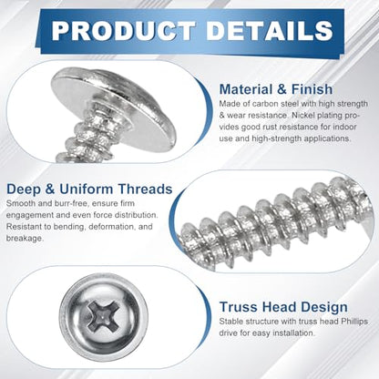 100pcs M1.7x10 Self Tapping Screws Carbon Steel Silver - size: M1.7x10