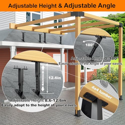 Heavy Duty Roof Riser Brackets Kit, 3 PCS Adjustable Angle Pergola Brackets - color: A, size: 3pcs