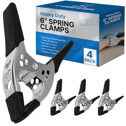 6" Heavy-Duty Spring Clamps, 3" Jaw Opening, 4-Pack - size: 4 Pack