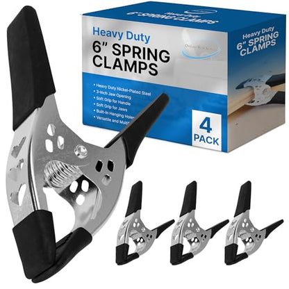 6" Heavy-Duty Spring Clamps, 3" Jaw Opening, 4-Pack - size: 4 Pack