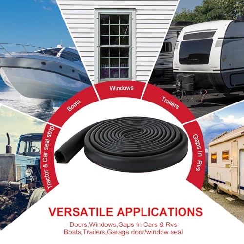 Pangda 10Ft D Shape Rubber Weather Stripping Foam Self-Adhesive EPDM Door Seal Strip for Noise Reduction Waterproof Dustproof for Cars Boats Truck RVs Windows Doors (3/4" W × 3/4" H) - size: 10ft L, style: 3/4" W × 3/4" H