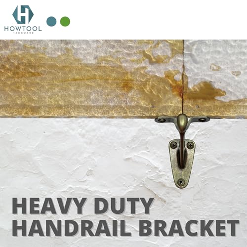 Heavy Duty Handrail Bracket Antique Brass, 3 Pack | HOWTOOL - color: Antique Brass