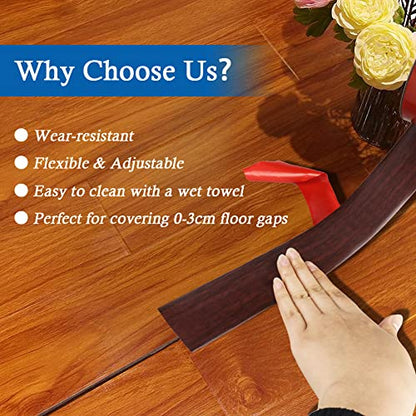 FONUNO Vinyl Floor Transition Strip Self Adhesive Threshold Strip 1.57" W - color: Coffee, size: 4cm, 10Ft
