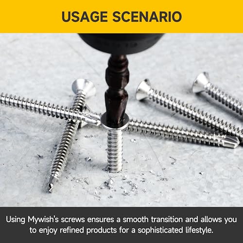 Mywish (400Pcs) Sheet Metal Screws, #8 x 3/4" Mouting Screws, Flat Phillips Head 410 Stainless Steel Self Tapping Screws for Metal, Self Drilling Screws for Metal Plastic & Wood - size: #8 x 3/4"