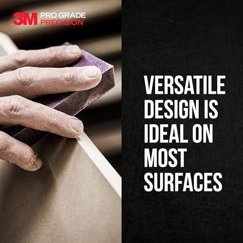 3M Pro Grade Precision 3-in-1 Sanding Sponge, 320 Grit X-Fine, 2 Sponges, Washable & Reusable, for Wood, Metal, Drywall, and Paint Finishing – Flexible Foam, Contoured, Angled, Flat - size: 2.5 in x 4.5 in x 1 in - 2 Sponges, style: 320 Grit X-Fine