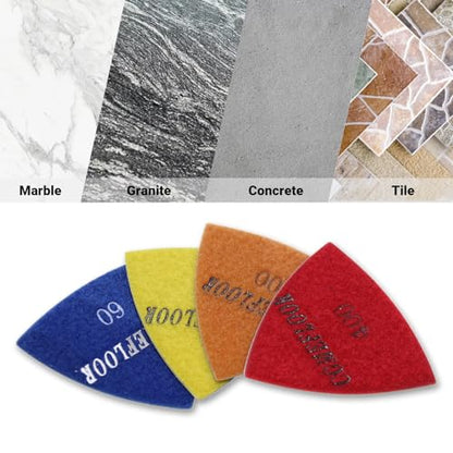 Triangular Diamond Polishing Pads for Corner Edge, Electroplated Sanding Pads for Oscillating Multi-Tools, 3’’(80mm), Grit 60, 4PCS - style: 60#