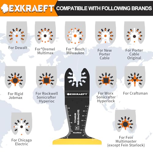 EXKRAEFT 30 PCS Multitool Blades, Titanium Oscillating Saw Blades for Metal