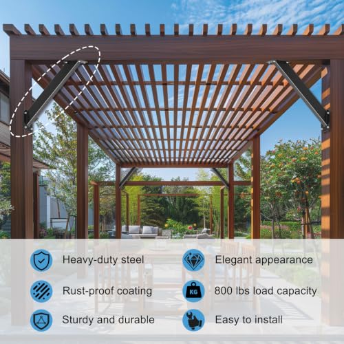 45 Degree Angle Support Bracket, Pergola Bracket for 4x4 Wood Beams - size: 4Pack