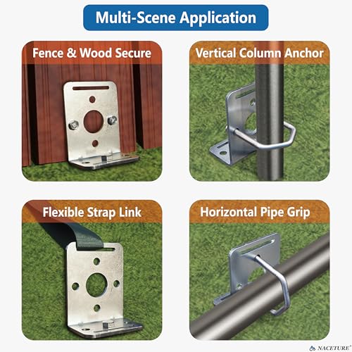 NACETURE 18 Inch Screw-In Ground Anchors with L Brackets, 4 Pack