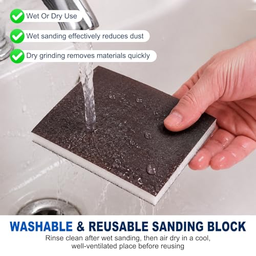 12Pcs 400Grit Double-Sided Sanding Sponges, Washable & Reusable - size: 400Grit