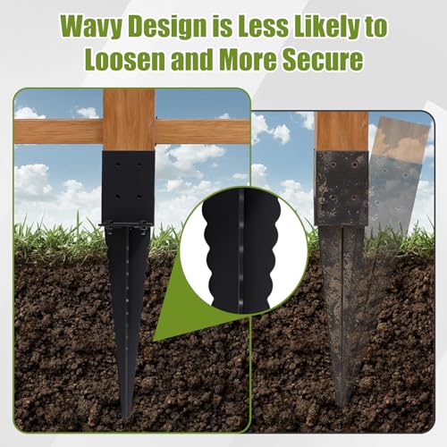 4 Pcs 4x4 Fence Post Anchor Ground Spike (Actual 3.6“x3.6”),22" Post Spike