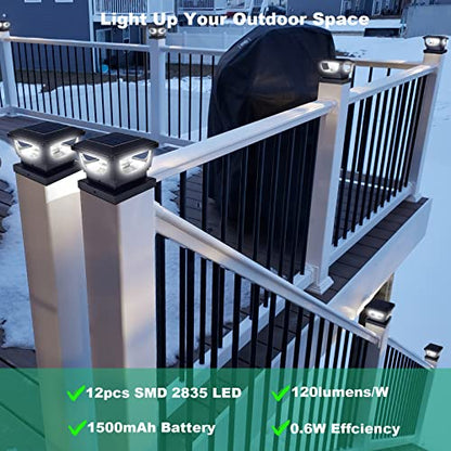 Solar Post Cap Lights for 3x3 Metal & 4x4 Vinyl/Wood Fence Posts, 6 Pack - size: 6 Pack