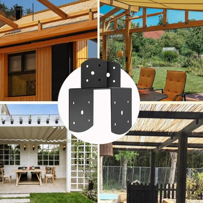 4 Pcs 4"x 6" Deck Post Caps Tie Brackets|Ineer Size (P6x6-B(4x4/4x6)) - size: 4"x 6" - 4 Pieces, style: Deck Post Caps Tie Brackets