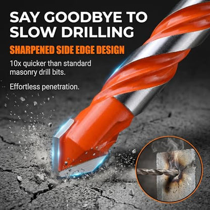 Concrete Carbide Drill Bits, Hex Shank Masonry Drill Bit,5/32"-1/2"(10PCS) - size: 5/32"-1/2"
