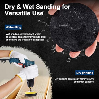 199 PCS 3 Inch Wet Dry Sanding Discs 60-10000 Grit Hook and Loop Sandpaper - style: 3 Inch Sanding Discs with Polishing Pads