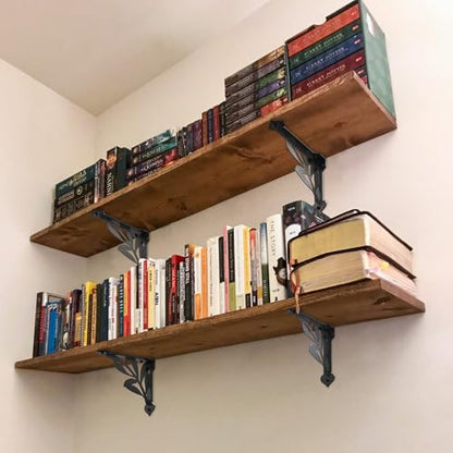 SELEWARE 4 Pack 12" Heavy Duty Shelf Brackets, Branch Decorative L Brackets - size: 12 Inch, style: Branch-4 pack