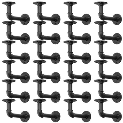 MUZIK 24Pc 7"×4" L Pipe Shelf Bracket, Heavy Duty Wall Mount, DIY Shelving - size: 7*4 Inch, style: 24 Pack