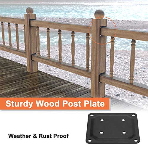 ForoGore 4" x 4" Wood Post Plate Connector, Powder-Coated Decking Post Base - size: 8 PCS