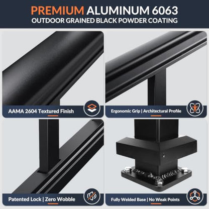 Egadis 1 Pack 36 in x 5 ft Modular Aluminum Porch and Deck Railing Kit - color: Level 5FT - 1Panel 1Post