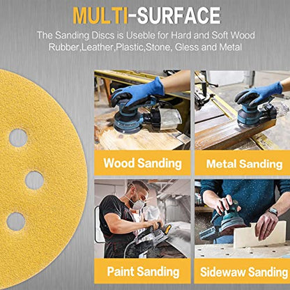 100PCS 5 Inch Sanding Discs 120 Grit Random Orbit Sander Sandpaper - style: Advanced Aluminum Oxide