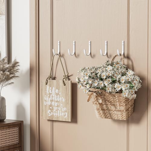 10-Pack 22LB Wall Hooks for Hanging Towel/Coat, White - color: White, size: 10 Pack
