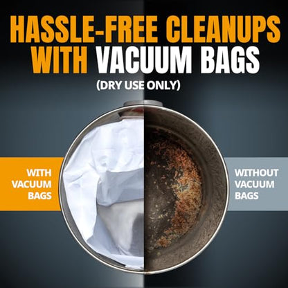 POWERTEC 23743 VF3502 Size A Shop Vac Bags for Ridgid 2 Pack, 12-16 Gal. Vacuum Bags for Ridgid HD1200, HD1400 Wet Dry Vac (75002)