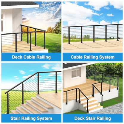 Black Cable Railing Handrail Corner Connectors, Aluminum - size: 90 Degree Sleeve