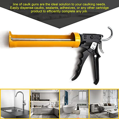 Caulking Gun, 12:1 Thrust Ratio, Professional Caulk Tool Gun, Yellow