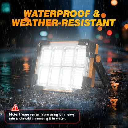 120W Solar Rechargeable 144 LED Work Light, 10000LM Flood Light - color: Yellow