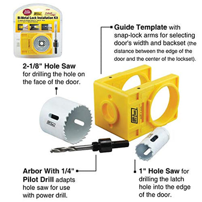 IVY Classic 27001 Bi-Metal Lock Installation Kit With Guide Template for Steel And Wood Doors, Carded