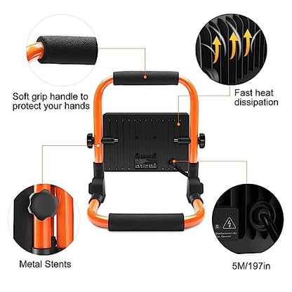 LTE 50W LED Work Light 4300LM Portable Work Light with 16.4FT Cord