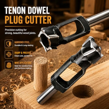 5Pcs Set Wood Tenon Dowel Plug Cutter Tenon Cutter Plug Maker Woodworking Drill Bit - size: 5pcs set