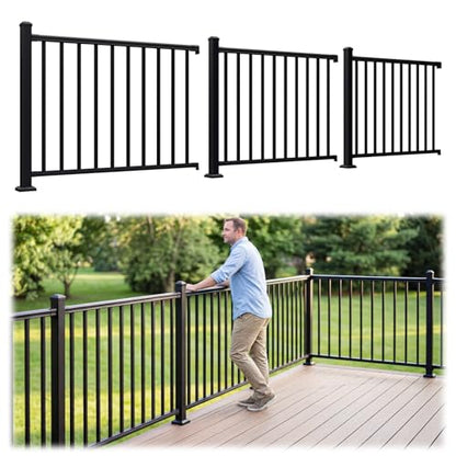 Egadis 3 Pack 42 in x 4 ft Modular Aluminum Porch and Deck Railing Kit - color: Level 4ft - 3Pack