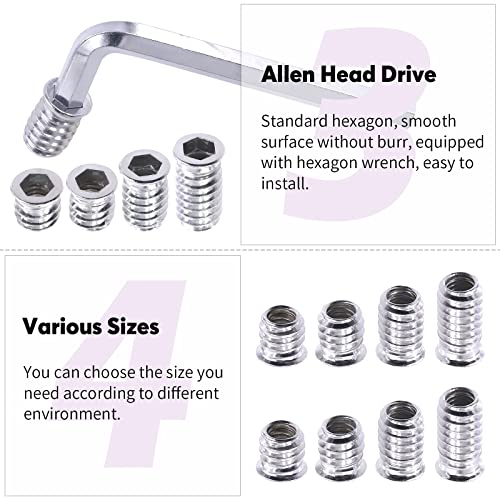 Swpeet 50Pcs 5/16" -18 x 12mm White Zinc Plated Carbon Steel Carbon Furniture Screw in Nut Threaded Wood Inserts Threaded Inserts Bolt Fastener Connector Hex Socket (5/16" -18 x 12mm) - size: 5/16" -18 x 12mm